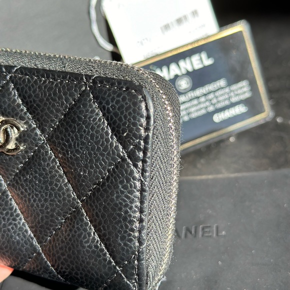 Authentic Chanel Zippy Coin Purse Wallet Caviar SHW Zipped Card Holder Wallet CC - Picture 6 of 11